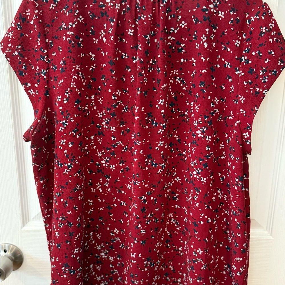 41 Hawthorn Red and Navy Patterned Blouse - Picture 3 of 3